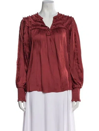 Pre-owned Ulla Johnson V-neck Long Sleeve Blouse In Pink