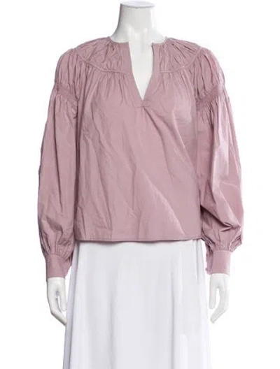 Pre-owned Ulla Johnson V-neck Long Sleeve Blouse In Purple