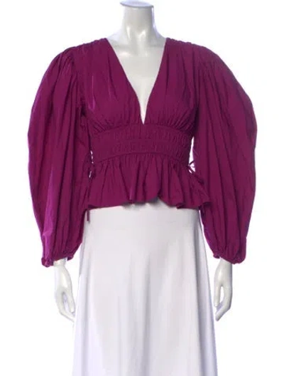 Pre-owned Ulla Johnson V-neck Long Sleeve Blouse In Purple