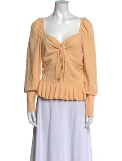Pre-owned Ulla Johnson V-neck Long Sleeve Blouse W/ Tags In Orange