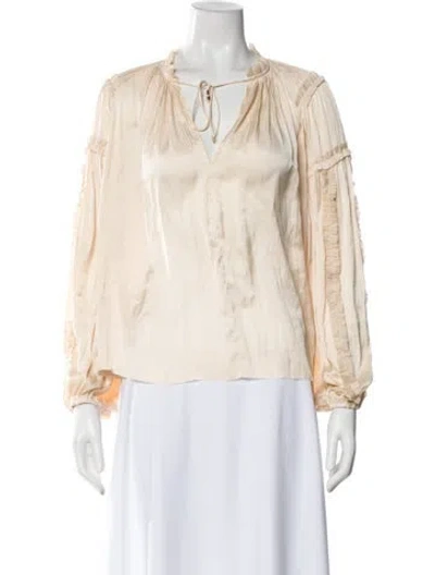 Pre-owned Ulla Johnson V-neck Long Sleeve Blouse W/ Tags In Pink