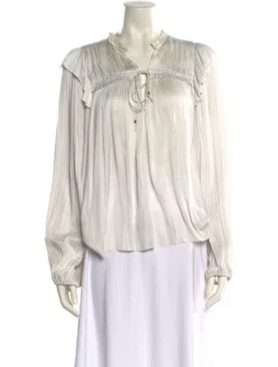 Pre-owned Ulla Johnson V-neck Long Sleeve Blouse In White