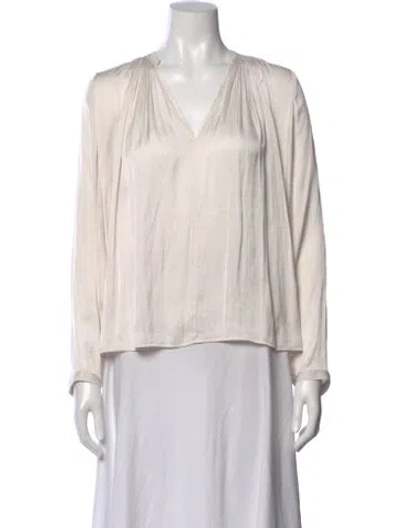 Pre-owned Ulla Johnson V-neck Long Sleeve Blouse In White