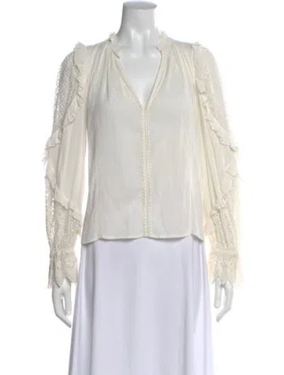 Pre-owned Ulla Johnson V-neck Long Sleeve Blouse In White