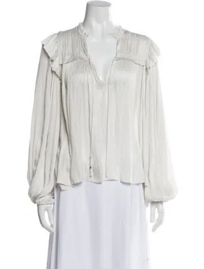 Pre-owned Ulla Johnson V-neck Long Sleeve Blouse In White