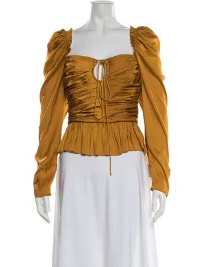 Pre-owned Ulla Johnson V-neck Long Sleeve Blouse In Yellow