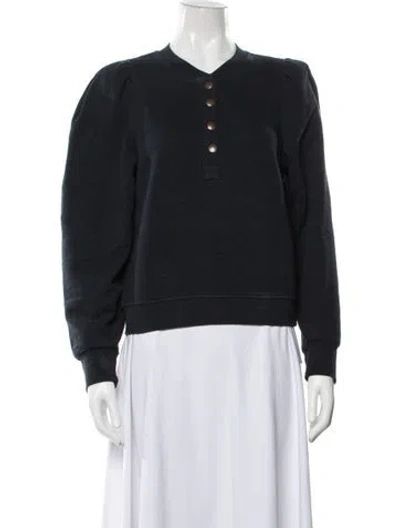Pre-owned Ulla Johnson V-neck Long Sleeve Sweatshirt In Blue