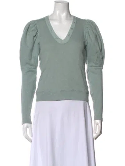 Pre-owned Ulla Johnson V-neck Long Sleeve Sweatshirt In Green