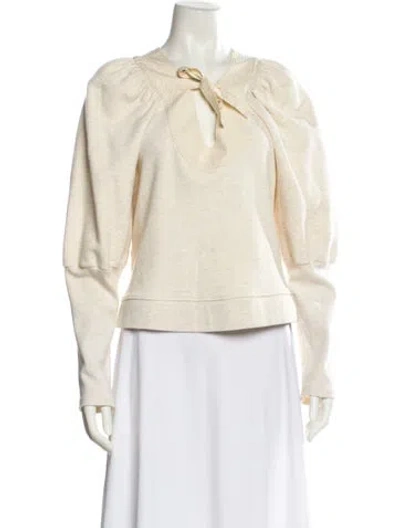 Pre-owned Ulla Johnson V-neck Long Sleeve Sweatshirt In Neutral