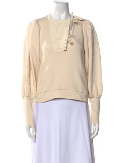 Pre-owned Ulla Johnson V-neck Long Sleeve Sweatshirt In Neutral