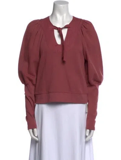 Pre-owned Ulla Johnson V-neck Long Sleeve Sweatshirt In Pink