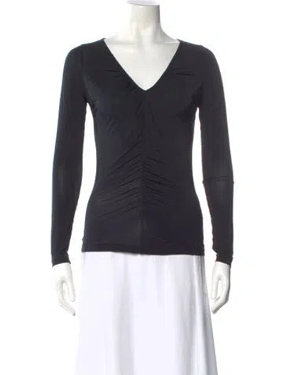 Pre-owned Ulla Johnson V-neck Long Sleeve Top In Black