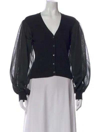Pre-owned Ulla Johnson V-neck Long Sleeve Top In Black