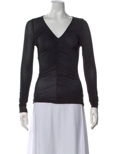Pre-owned Ulla Johnson V-neck Long Sleeve Top In Black