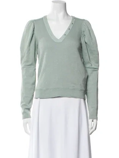Pre-owned Ulla Johnson V-neck Long Sleeve Top In Green
