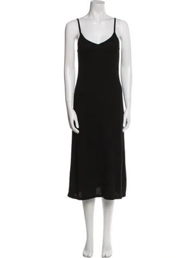 Pre-owned Ulla Johnson V-neck Midi Length Dress In Black