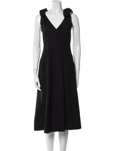 Pre-owned Ulla Johnson V-neck Midi Length Dress In Black