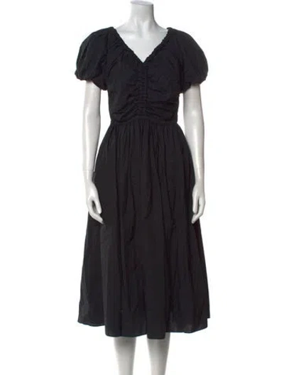 Pre-owned Ulla Johnson V-neck Midi Length Dress In Black