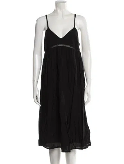Pre-owned Ulla Johnson V-neck Midi Length Dress In Black