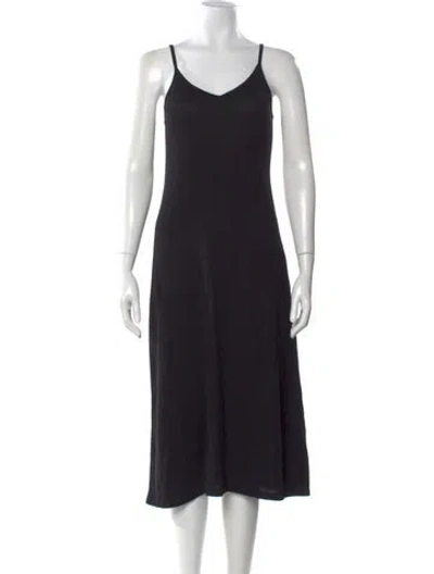 Pre-owned Ulla Johnson V-neck Midi Length Dress In Black