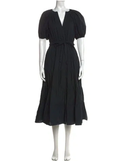Pre-owned Ulla Johnson V-neck Midi Length Dress In Black