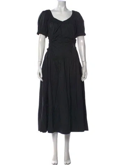 Pre-owned Ulla Johnson V-neck Midi Length Dress In Black
