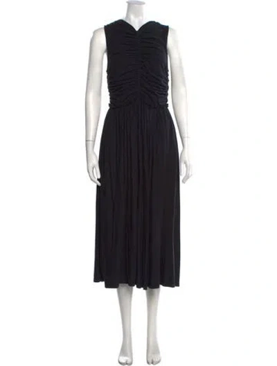 Pre-owned Ulla Johnson V-neck Midi Length Dress In Black