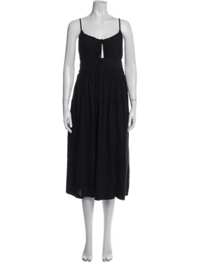 Pre-owned Ulla Johnson V-neck Midi Length Dress In Black
