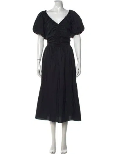 Pre-owned Ulla Johnson V-neck Midi Length Dress In Black