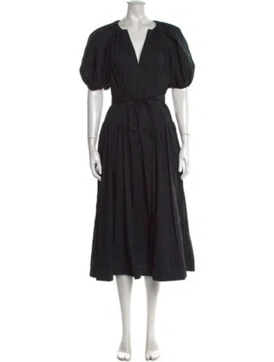 Pre-owned Ulla Johnson V-neck Midi Length Dress In Black