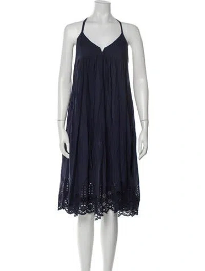 Pre-owned Ulla Johnson V-neck Midi Length Dress In Blue