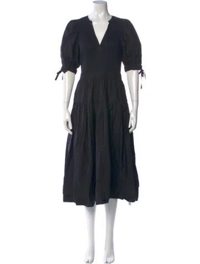 Pre-owned Ulla Johnson V-neck Midi Length Dress In Blue