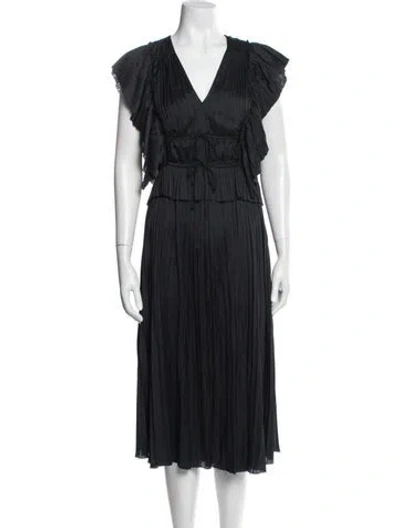 Pre-owned Ulla Johnson V-neck Midi Length Dress In Blue