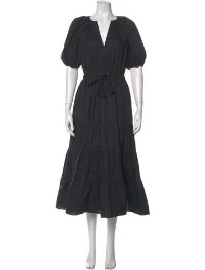 Pre-owned Ulla Johnson V-neck Midi Length Dress In Blue