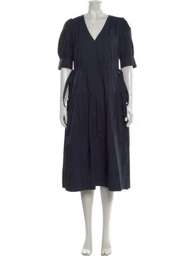 Pre-owned Ulla Johnson V-neck Midi Length Dress In Blue