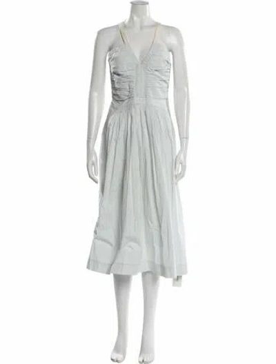 Pre-owned Ulla Johnson V-neck Midi Length Dress In Blue