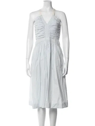 Pre-owned Ulla Johnson V-neck Midi Length Dress In Blue