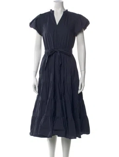 Pre-owned Ulla Johnson V-neck Midi Length Dress In Blue