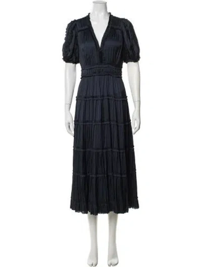 Pre-owned Ulla Johnson V-neck Midi Length Dress In Blue