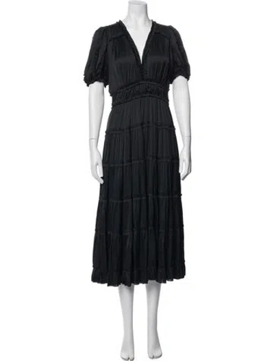 Pre-owned Ulla Johnson V-neck Midi Length Dress In Blue