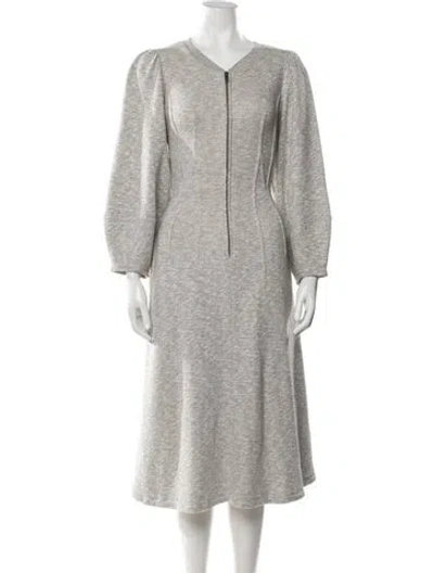 Pre-owned Ulla Johnson V-neck Midi Length Dress In Gray