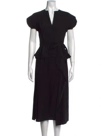 Pre-owned Ulla Johnson V-neck Midi Length Dress In Gray