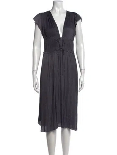 Pre-owned Ulla Johnson V-neck Midi Length Dress In Gray