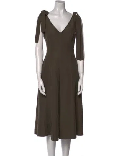 Pre-owned Ulla Johnson V-neck Midi Length Dress In Green