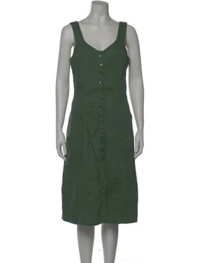 Pre-owned Ulla Johnson V-neck Midi Length Dress In Green
