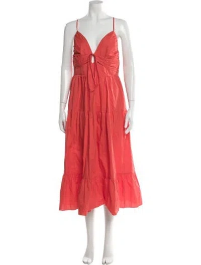 Pre-owned Ulla Johnson V-neck Midi Length Dress In Multi