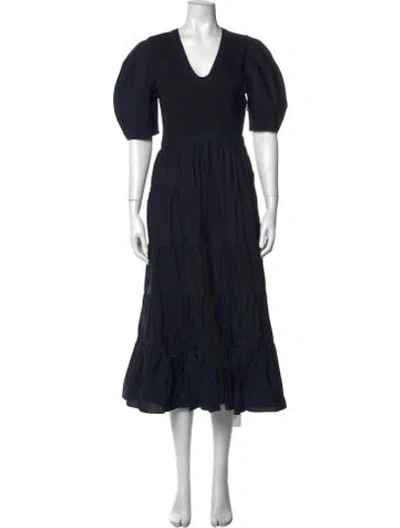 Pre-owned Ulla Johnson V-neck Midi Length Dress In Multi
