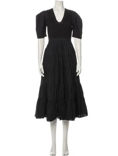 Pre-owned Ulla Johnson V-neck Midi Length Dress In Multi