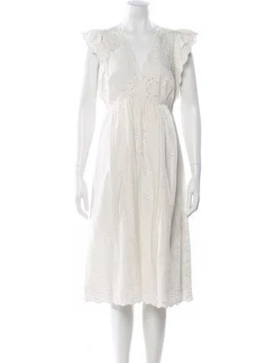 Pre-owned Ulla Johnson V-neck Midi Length Dress In Neutral