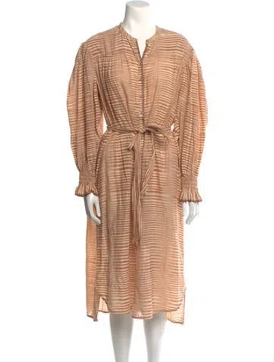Pre-owned Ulla Johnson V-neck Midi Length Dress In Neutral